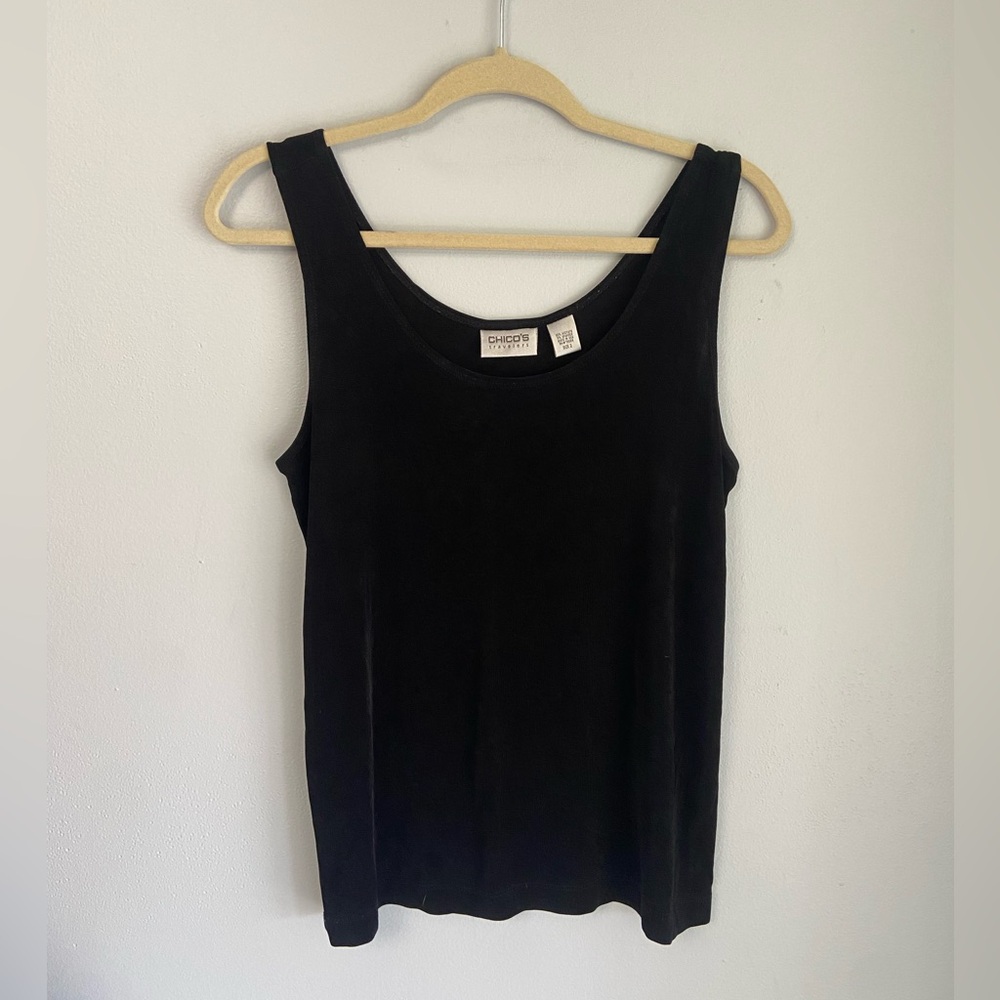 Chicos Black Slinky Ribbed Tank Size 2